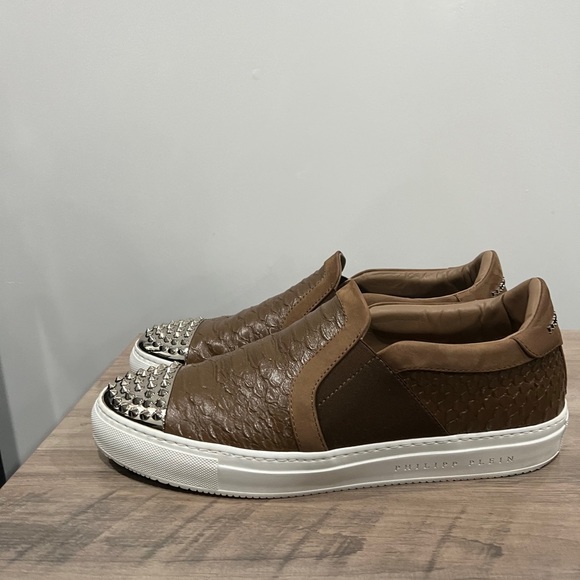 Mens Philipp Plein brown crocodile skin shoes size 44.5